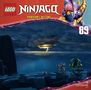 „LEGO NINJAGO: DRAGONS RISING“ und „89“ in kräftigen Farben oben, Szene mit zwei kämpfenden Figuren und einem Sturm.