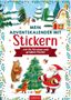 "Mein Adventskalender mit Stickern, mit 24 Türchen und großem Poster." Weihnachtliche Szene mit Tieren und Weihnachtsmann., Buch