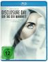 Text: "Disclosure Day: Der Tag der Wahrheit." “Vorab-Cover” und "FSK 12". Verschwommener Blick durch einen Vorhang., Blu-ray Disc
