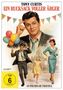 "TONY CURTIS EIN RUCKSACK VOLLER ÄRGER" steht oben, darunter eine Illustration mit fröhlichen Menschen und bunten Luftballons., DVD