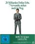 Text oben: "28 Milliarden Dollar Erbe. 7 Verwandte stehen noch im Weg."

Unten: Ein Mann im Anzug mit Handschuhen. Blu-ray-Hinweis.