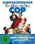 SCHWARZENEGGER Kindergarten COP in bunten Buchstaben. Darunter eine Szene mit einem Mann und vielen Kindern. FSK ab 12., 1 Ultra HD Blu-ray und 1 Blu-ray Disc