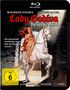 "Lady Godiva - Die nackte Geisel" Blu-ray-Cover: Frau mit langen, roten Haaren reitet nackt auf weißem Pferd durch Torbogen., Blu-ray Disc
