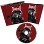 "Bloodred" und "Colours of Pain" zieren CD und Cover, eine Collage aus Profil eines Gesichts mit abstrakten Elementen., CD