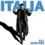 Text: "ITALIA" oben, "TILL BRÖNNER" unten. Ein Mann in schwarz-weiß mit Trompete und Schatten., MC