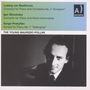 Texte: Beethoven, Stravinsky, Prokofiev Werke und "The Young Maurizio Pollini". Schwarz-weiß Foto eines Mannes. Archipel-Logo., CD