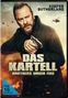 Text: „Kiefer Sutherland, DAS KARTELL, BROTHERS UNDER FIRE, FSK 16 beantragt.“ Mann mit Waffe, Hubschrauber im Hintergrund., DVD