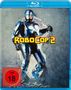 Text "RoboCop 2" in gelb und rot. FSK 18 Logo. Ein metallischer, futuristischer Polizist durchbricht eine Wand., Blu-ray Disc