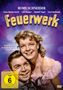 "Feuerwerk" in gelber Schrift. Darunter lächelnde Frau in rosa Kleid und lächelnder Mann, Hintergrund lila und blau.