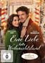 „Eine Liebe im Weihnachtsland“ mit Meghan Ory und John Reardon. Sie umarmen sich vor einem Weihnachts-Inn-Eingang.