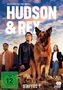 Text: "Großartige Partner: Hudson & Rex, Staffel 7, FSK ab 12 freigegeben". Illustration zeigt einen Schäferhund und vier Personen., 2 DVDs