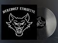 "Werewolf Etiquette" steht in stilisiertem Text über einem gezeichneten, fletschenden Werwolfkopf auf einem Schallplattencover., LP