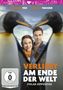 „VERLIEBT AM ENDE DER WELT“, zwei Pinguine formen ein Herz um ein lächelndes Paar vor verschneiter Landschaft., DVD