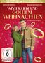Titel: "Winter, Liebe und Goldene Weihnachten". Zwei lächelnde Personen in Winterkleidung, rote Schneeflocken als Hintergrund., DVD