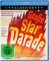 "Große Star Parade" in roter Schrift auf feurigem Hintergrund. Texte über Mitwirkende darunter. FSK 12 in grünem Kreis., Blu-ray Disc
