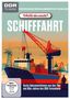 "DDR TV-Archiv", "DOKUMENTATION", "Weißt du noch? SCHIFFFAHRT". Illustration eines Hafens mit Kränen und einem Schiff.