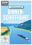 Text: "Weißt du noch? BINNENSCHIFFFAHRT". Illustration: Ein Fluss mit einem Frachtschiff, umgeben von Landschaft und Hügeln., DVD