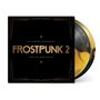 "Frostpunk 2" Soundtrack, Musik von Piotr Musiał, schwarzes Cover mit Ornamenten, zwei Vinyl-Schallplatten sichtbar., 2 LPs