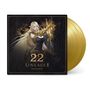 „22 Lineage II Original Soundtrack.“ Eine Elfe mit goldenem Haar und Rüstung, zwei goldene Schallplatten im Hintergrund., 2 LPs