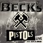 "Beck’s Pistols Live 2025. Berlin. SO36." Zwei gekreuzte Hämmer und eine Live-Band vor Publikum., 2 Singles 10"