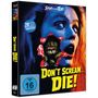 „Don't Scream... DIE!“, „FSK ab 16 freigegeben“, „SPUR IN DEN TOD“. Frau mit entsetztem Gesicht und Monster., Blu-ray Disc