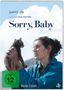 „Sorry, Baby“ Filmplakat mit Zitaten. Frau hält Katze vor blauem Himmel mit Wolken., DVD