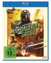 Illustration: "Star Wars: The Mandalorian and Grogu". Helmträger mit Kind, Raumschiffe und Action-Szenen, FSK 12.