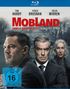 Text: "MOBLAND", "FAMILIE BIS AUFS BLUT", "STAFFEL EINS", FSK 16. Drei ernste Personen in dunkler Kleidung., 3 Blu-ray Discs
