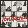 „Los Bitchos & FRIENDS vol 1“ in roter Schrift. Schwarz-weiß-Fotos mehrerer Frauen in verschiedenen Posen., LP