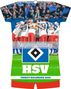 Vorjahresabbildung. HSV, Trikot-Kalender 2026. Fußballmannschaft umarmt sich im Stadion, HSV-Logo prominent im Vordergrund.