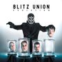 "BLITZ UNION EVOLUTION" steht oben. Eine maskierte Figur hält Köpfe in Gläsern, futuristisch und unheimlich., CD