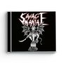 "Savage Mania," darunter "Demonic Assault." Ein geflügeltes Wesen steht auf einem Sockel mit Totenköpfen, dunkler Hintergrund., CD