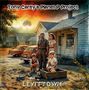 Oben steht: "Tony Carey's Planet P Project", unten: "LEVITTOWN". Eine Familie vor einem Haus, im Hintergrund eine Explosion., 2 LPs