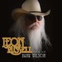 Text: "Leon Russell Best of Hank Wilson". Person mit weißem Bart, Sonnenbrille und Cowboyhut auf schwarzem Hintergrund., 2 LPs
