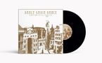 "Dance Gavin Dance. Downtown Battle Mountain." Ein detailliertes, sepiafarbenes Stadtbild mit Ballon und Schallplatte., LP