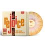 "Rejoice" in großen Buchstaben, darunter "Tony Allen" und "Hugh Masekela". Retro-Stil, mit Vinyl-Schallplatte in bunten Wirbeln.