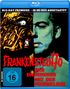 "FRANKENSTEIN 70: DAS UNGEHEUER MIT DER FEUERKLAUE", zwei kontrastierende Gesichter, links entstellt, rechts normal.