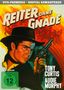 "Reiter ohne Gnade", "Tony Curtis", "Audie Murphy". Illustration: Mann mit Hut und Revolver, orange-rote Kulisse. FSK 12., DVD