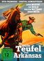 Texte: "DVD-PREMIERE • DIGITAL REMASTERED", "Der weiße Teufel von Arkansas", "FSK ab 12 freigegeben". Illustration: Cowboy auf Pferd., DVD