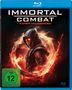 "IMMORTAL COMBAT: KAMPF DER LEGENDEN". Ein vermummter Kämpfer, umgeben von einem feurigen Kreis, FSK 12 Logo.
