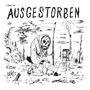 Der Text "AUSGESTORBEN" steht über einem skelettartigen Wesen mit Sense in einer kargen, verwüsteten Landschaft., LP