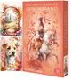 "Autumn's Embrace Lenormand", "GARDEN", "DOG", von Irene Captijn. Die Illustration zeigt eine Person auf einem Pferd mit Herbstlaub., Buch