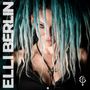 Elli Berlin. Gesicht mit türkis-blondem Haar, intensiver Blick, schwarzes Oberteil. Logo unten rechts., CD