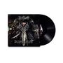"DEBAUCHERY - DEATH OF THE BLOODKING". Krieger in Rüstung, dunkle, bedrohliche Fantasy-Szene. Vinyl auf der Seite.