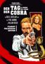 "Franco Nero in Der Tag der Cobra" zeigt einen Mann mit Pistole, eine Frau und eine Kobra. Filmplakat im stilisierten Look.