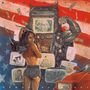 Oben steht "MARCHELLO", unten "POWER OF MONEY". Eine Illustration zeigt eine Frau vor einem Geldautomaten mit muskulösem Arm., 2 LPs