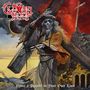 "Never a Prophet in Your Own Land." Illustration eines Skeletts in Gewändern, das ein großes Holzkreuz trägt., CD