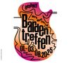 Text: "Bardentreffen, 01.–03.08.2025, Altstadt, Eintritt frei." Illustration in Gitarrenform mit bunten Farben.