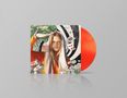 Ein Cover mit einer Frau, im orange-roten Kleid, umgeben von Spielkarten und Blumen vor einem schwarz-weißen Hintergrund., LP