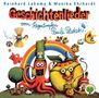 "Geschichtenlieder vom Regentropfen Paule Platsch". Bunte Illustration mit Regenbogen, Tintenfisch und lächelnden Figuren.